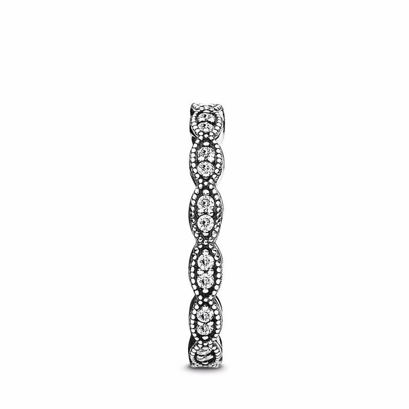 Pandora Sparkling Leaves Stackable Ring - Sterling Silver/Cubic Zirconia - Canada | RS4363KN